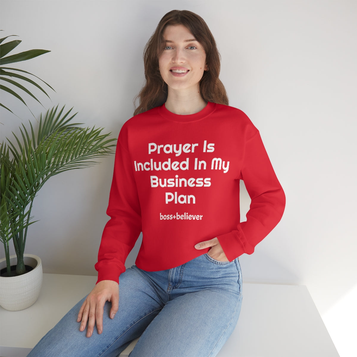 Prayer Is Included In My Business Plan Unisex Heavy Blend™ Crewneck Sweatshirt