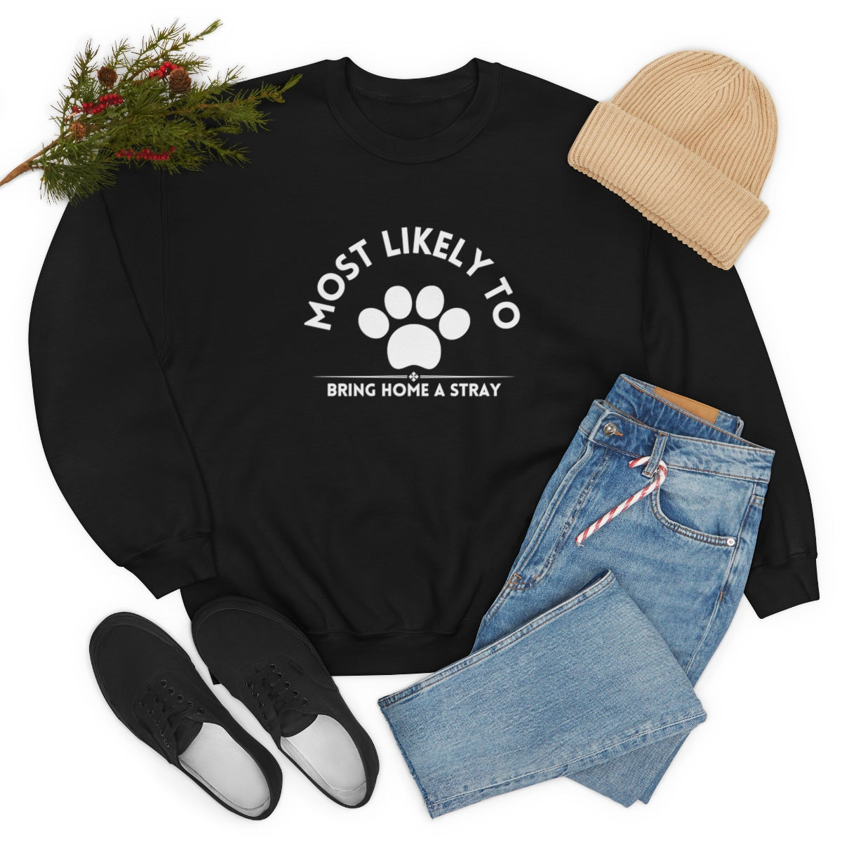 Most Likely to Bring Home a Stray. lUnisex Heavy Blend™ Crewneck Sweatshirt